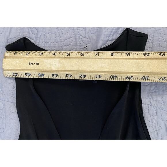 Vintage Diane Von Furstenberg Sz 4Stretch Black Ponte Blk Drape Empire Ptd Waist - Picture 12 of 14